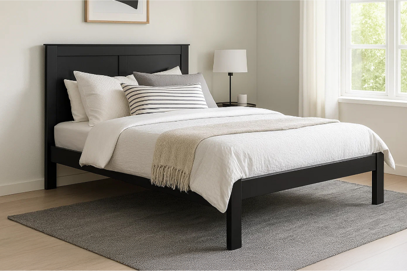 Picture of METRO Solid Pine Wood Eastern Bed Frame in Double Size (Black) 