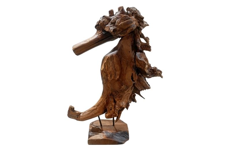 Picture of 659-002 Large Teak Wood Seahorse Sculpture (14.5"x5.5"x27.5")