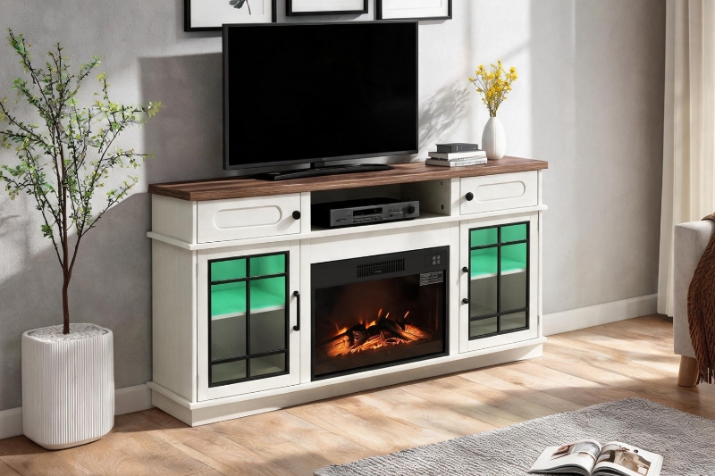 Picture of BRAMBLE 59" TV Stand with Electric Fireplace & LED Lighting