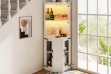 Picture of KERTH Corner Bar Cabinet with LED Lighting, AC Outlets & USB Ports