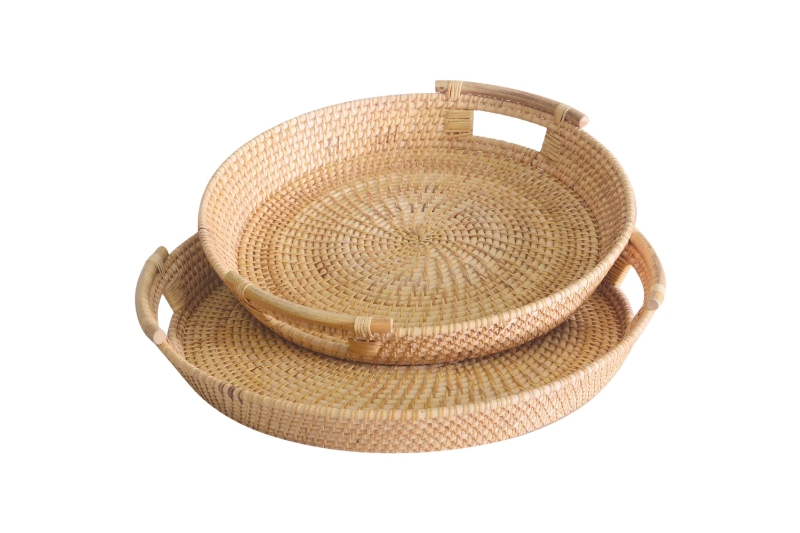 Picture of SEDONA Round Rattan Woven Tray - Set of 2