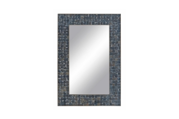 Picture of WALTER Rectangle Acacia Wood Wall Mirror with Coconut Chip Inlay (27"x39.5")