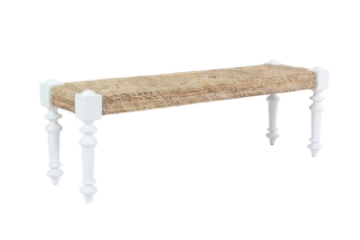 Picture of NEVADA 55" Full Grey Kubu Original Weave Seat Bench with Solid Acacia Wood Legs (Natural)
