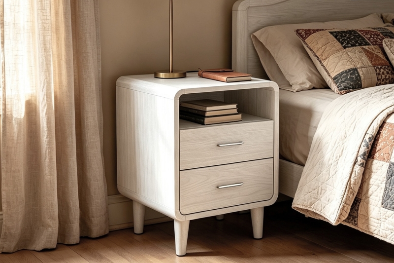 Picture of LINEA 2-Drawer Nightstand with Charging Station (White)