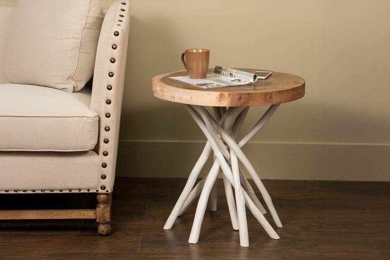 Picture of LIBERTE D22" Round Side Table with Mungur Wood Top and Teak Branch Base