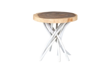 Picture of LIBERTE D22" Round Side Table with Mungur Wood Top and Teak Branch Base