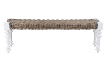 Picture of NEVADA 55" Full Grey Kubu Original Weave Seat Bench with Solid Acacia Wood Legs (Grey Brown)