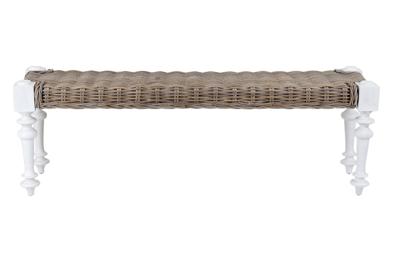 Picture of NEVADA 55" Full Grey Kubu Original Weave Seat Bench with Solid Acacia Wood Legs
