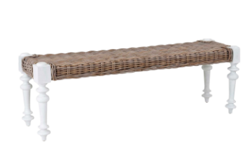 Picture of NEVADA 55" Full Grey Kubu Original Weave Seat Bench with Solid Acacia Wood Legs (Grey Brown)