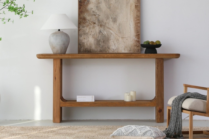 Picture of LUMBER 71" Reclaimed Pine Wood Console Table with Shelf