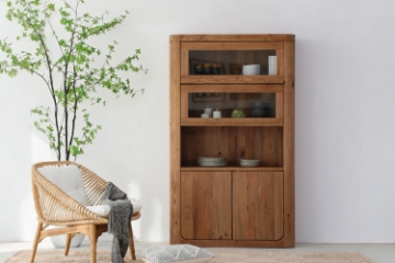 Picture of LUMBER 71"x43.5" Reclaimed Pine Wood Display Storage Cabinet