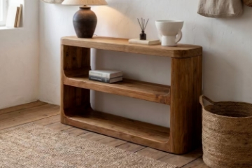 Picture of LUMBER 55" 2-Tier Reclaimed Pine Wood Console Table