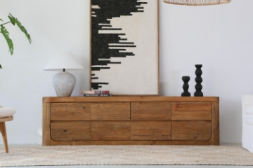 Picture of LUMBER 78.5" 8-Drawer Reclaimed Wood TV Stand