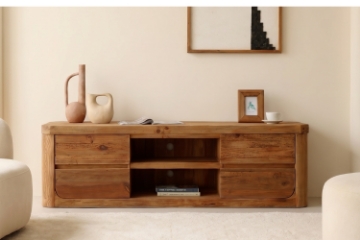 Picture of LUMBER 71" 4-Drawer Reclaimed Pine Wood TV Stand