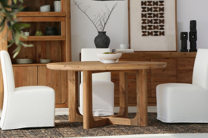 Picture of LUMBER D47"/D59" Reclaimed Pine Wood Round Dining Table 