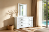 Picture of LOUIS 6-Drawer Hevea Wood Dresser and Mirror with LED Lighting (White)