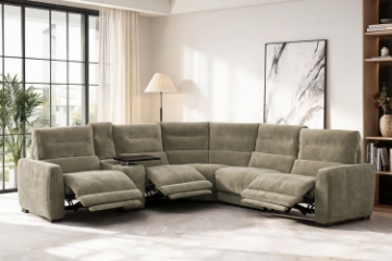 Picture of HIGHLAND Dual Motor Power Reclining Sectional Sofa with Storage Console & Swivel Tray Table & Bluetooth Speaker & USB, Type-C Ports - Water Resistant