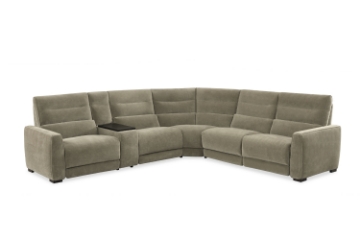 Picture of HIGHLAND Dual Motor Power Reclining Sectional Sofa with Storage Console & Swivel Tray Table & Bluetooth Speaker & USB, Type-C Ports - Water Resistant