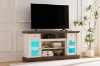 Picture of VANTO TV Stand with Charging Station and LED Lights (White & Walnut)