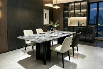 Picture of VAREN 63"/71" Microcrystalline Stone Top Dining Table
