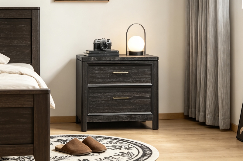 Picture of MONTEREY Solid Mindi Wood Veneer 2-Drawer Nightstand