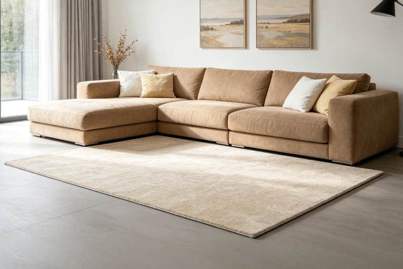Picture of OAKMONT 90.5"x63"/118"x90.5" Silky Soft High Pile Shaggy Rug (Oatmeal)