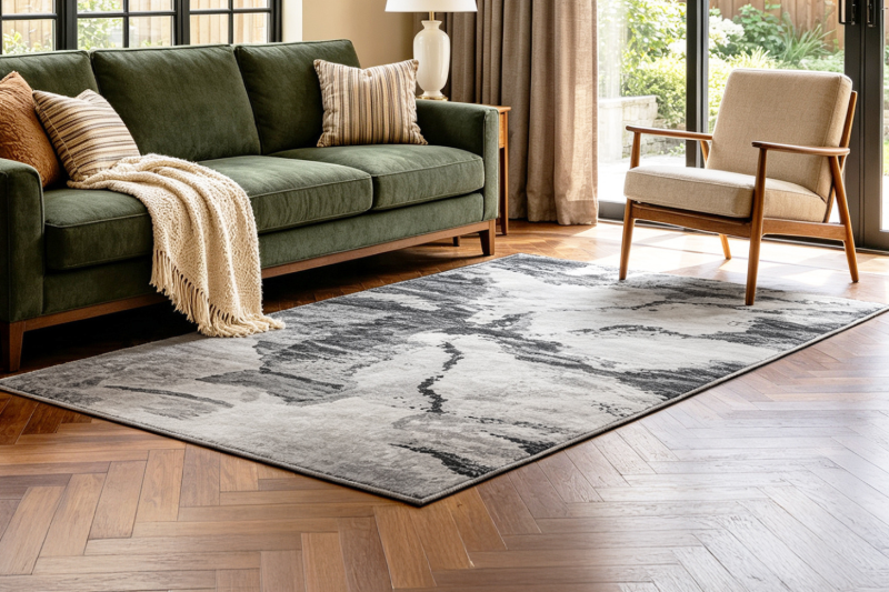 Picture of ELEMENT 90.5"x63"/118"x94.5" Brilliant Rug (Grey Marble Print)