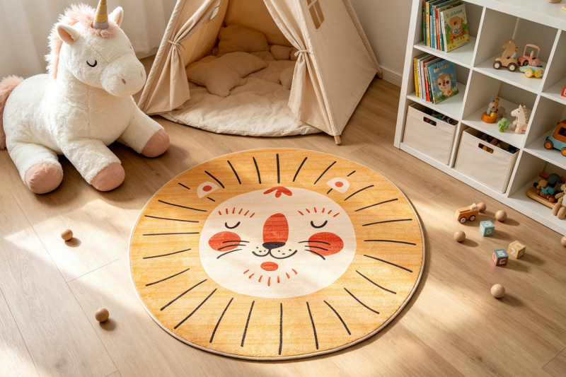 Picture of FABLE D39.5" Cartoon Washable Rug (Lion Printed)