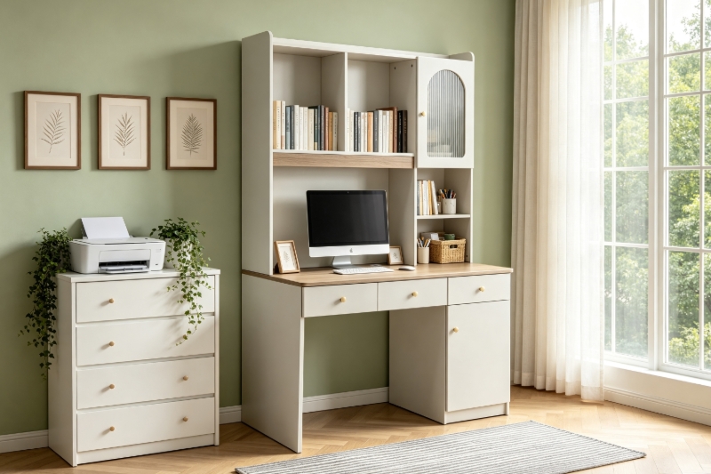 Picture of ZORA 47" 3-Drawer 2-Door  Study Desk with Shelf