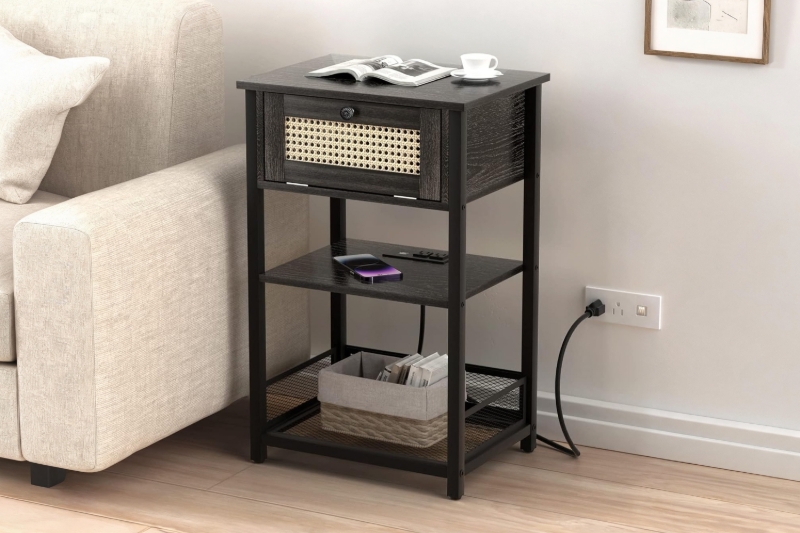 Picture of LATCH 1-Flip Door 2-Shelf Side Table with Dual Power Outlets & USB Ports