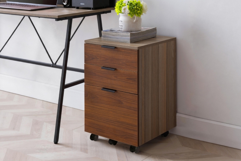 Picture of LUKAN 3-Drawer Mobile File Cabinet (Oak&Walnut)
