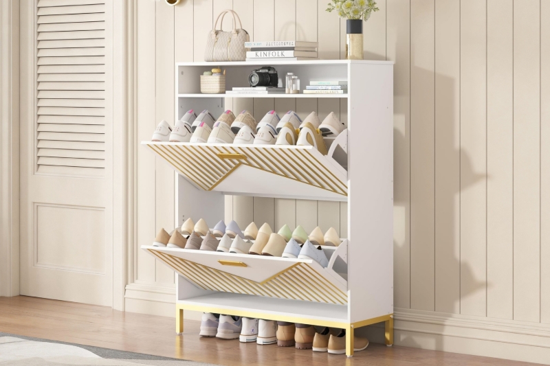 Picture of VANTRA 2 Flip Drawers Shoe Cabinet (White)