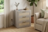 Picture of BRINLY 3-Drawer Nightstand with Charging Station (Grey)