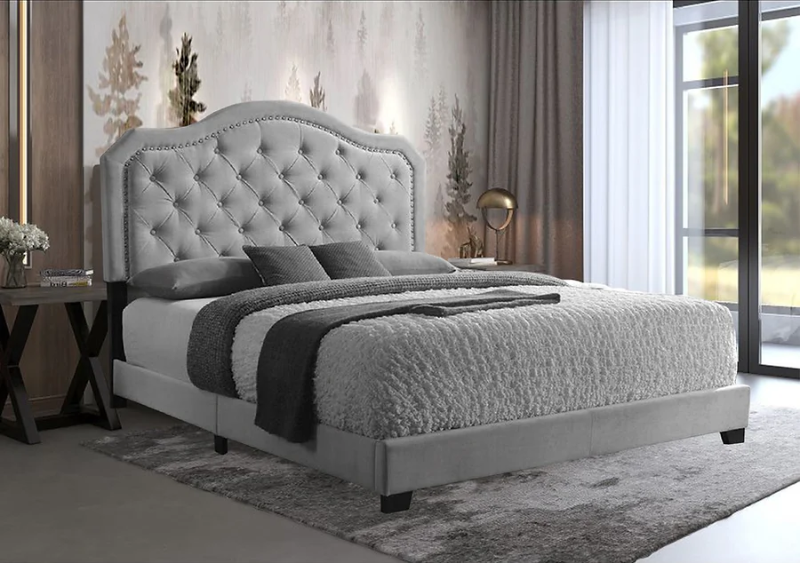 Picture of [FLOOR MODEL CLEARANCE] HELEN Velvet Queen Bed Frame (Grey)