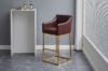 Picture of [FLOOR MODEL CLEARANCE] HESPER 29" Bar Height Bar Stool with Arms & Golden Finish Base (Wine Red)