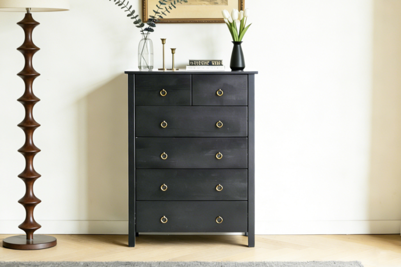 Picture of [FLOOR MODEL CLEARANCE]METRO 6-Drawer Solid Pine Wood Chest (Black)