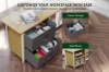 Picture of [FLOOR MODEL CLEARANCE] NEXUS 63" Electric Height-Adjustable Standing Desk With Side Cabinet Shelf & LED Display & USB Charging Port (Oak)