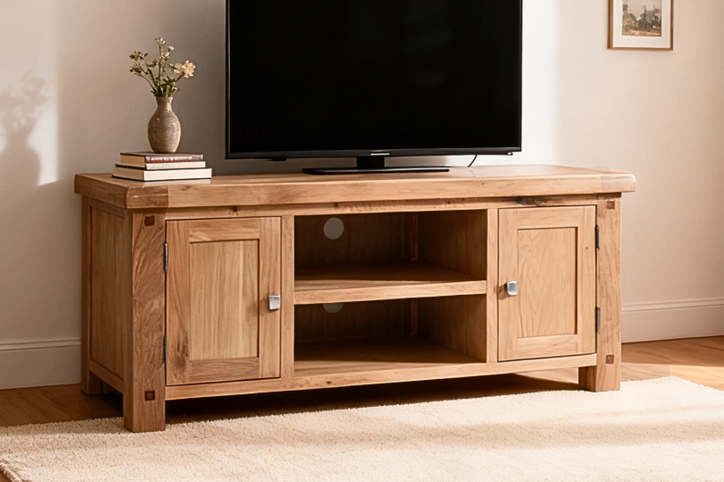 Picture of [FLOOR MODEL CLEARANCE] WESTMINSTER Solid Oak 2-Door TV Unit