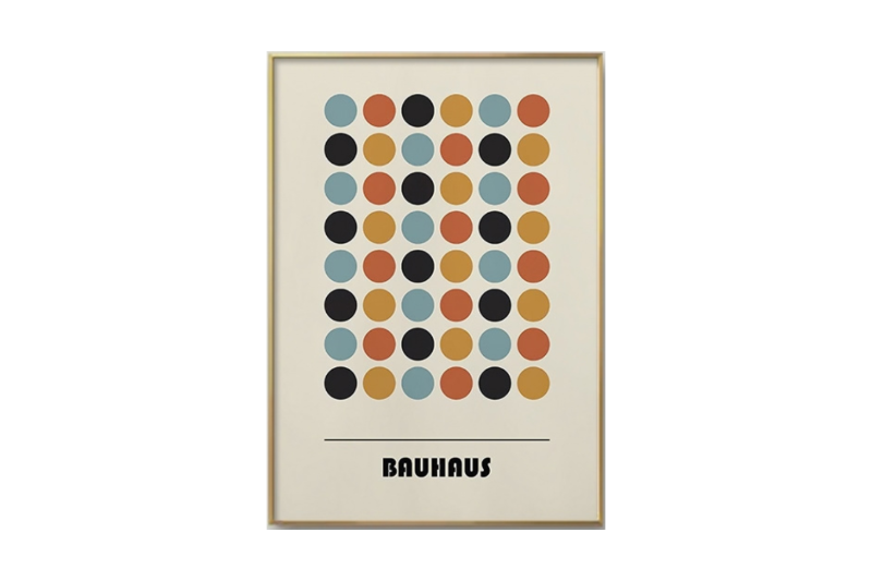 Picture of BAUHAUS DOTS POSTER Canvas Print Wall Art 31.5"x23.5" wood color frame