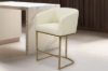 Picture of [FLOOR MODEL CLEARANCE] TRYTON 26" Counter Height Bar Stool with Arms & Golden Finish Base (White)