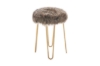 Picture of [FLOOR MODEL CLEARANCE]  DAMAR Round Fur Stool with Metal Legs (Grey)
