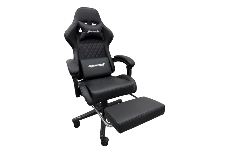 Picture of TURBO 360° Swivel Height-Adjustable Gaming Chair with Reclining Backrest, Lumbar Support & Footrest (Black)