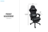Picture of TURBO 360° Swivel Height-Adjustable Gaming Chair with Reclining Backrest, Lumbar Support & Footrest (Black)