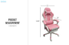 Picture of TURBO 360° Swivel Height-Adjustable Gaming Chair with Reclining Backrest, Lumbar Support & Footrest (Pink with Off White)