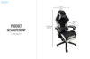 Picture of TURBO 360° Swivel Height-Adjustable Gaming Chair with Reclining Backrest, Lumbar Support & Footrest (Black with Off White)