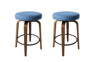 Picture of LUKE H26" 360° Swivel Counter Height Stool (Blue) - 2 Chairs in 1 Carton