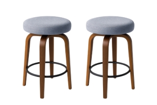 Picture of LUKE H25.5" 360° Swivel Counter Height Stool (Grey) - 2 Chairs in 1 Carton