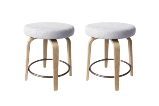 Picture of LUKE H24" 360° Swivel Counter Height Stool (Beige) - 2 Chairs in 1 Carton