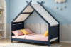 Picture of BLAKE Kids House-Shaped Twin Bed (Dark Blue Frame with Canvas Canopy)