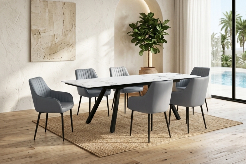 Picture of DALTON 1.6M-2.4M 7PC Extension Sintered Stone Top Dining Set